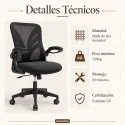 Silla de Oficina Ergonómica Premium con Respaldo en "Y" y Apoyabrazos Plegables