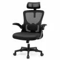 Silla de Oficina Ergonómica de Malla Transpirable con Soporte Lumbar Activo y Cabezal Ajustable