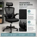 Silla de Oficina Ergonómica de Malla Transpirable con Soporte Lumbar Activo y Cabezal Ajustable