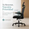 Silla de Oficina Ergonómica de Malla Transpirable con Soporte Lumbar Activo y Cabezal Ajustable