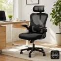 Silla de Oficina Ergonómica de Malla Transpirable con Soporte Lumbar Activo y Cabezal Ajustable