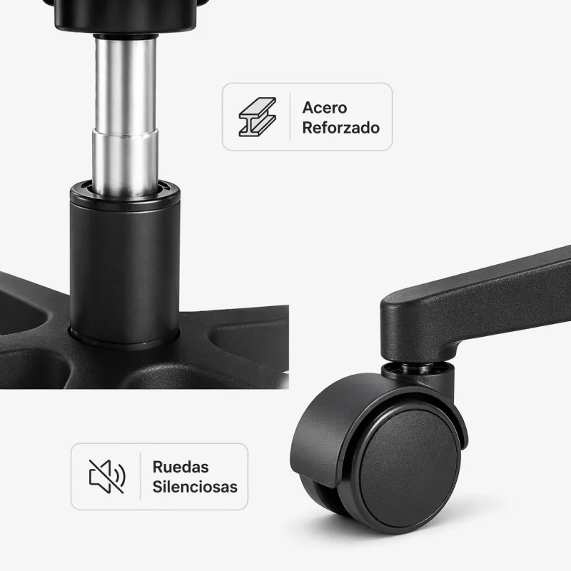 Silla de Oficina Ergonómica de Malla Transpirable con Soporte Lumbar Activo y Cabezal Ajustable