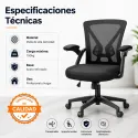 Silla de Oficina Ergonómica con Reposabrazos Abatibles y Soporte Lumbar Dinámico