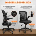 Silla de Oficina Ergonómica con Reposabrazos Abatibles y Soporte Lumbar Dinámico
