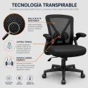 Silla de Oficina Ergonómica con Reposabrazos Abatibles y Soporte Lumbar Dinámico