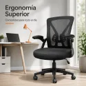 Silla de Oficina Ergonómica con Reposabrazos Abatibles y Soporte Lumbar Dinámico