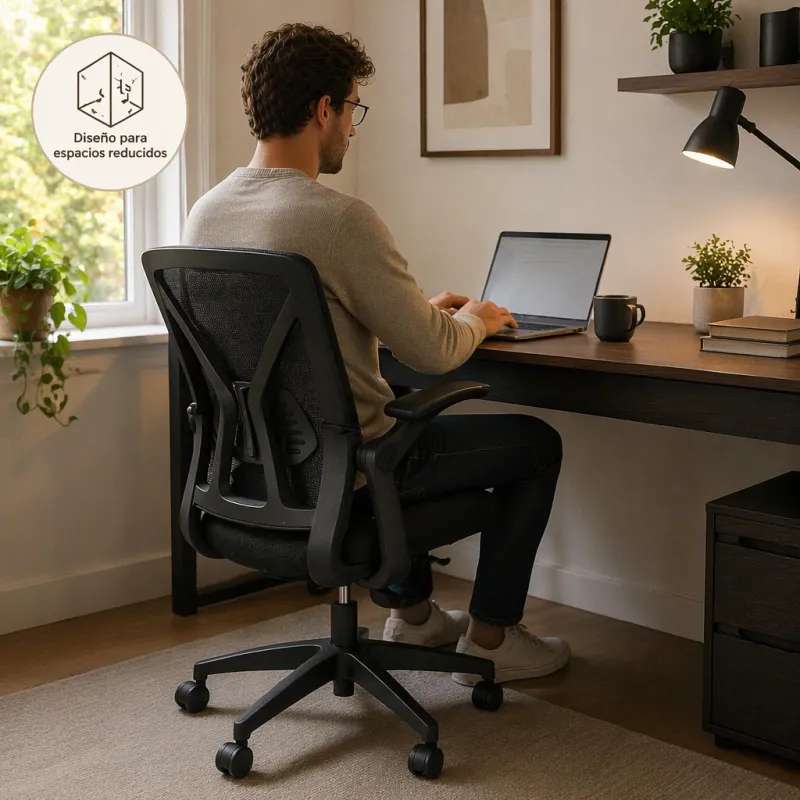 Silla de Oficina Ergonómica con Reposabrazos Abatibles y Soporte Lumbar Dinámico