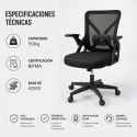 Silla de Escritorio Ergonómica Minimalista con Brazos Abatibles y Malla Premium