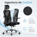 Silla de Escritorio Ergonómica con Respaldo de Malla y Soporte Lumbar