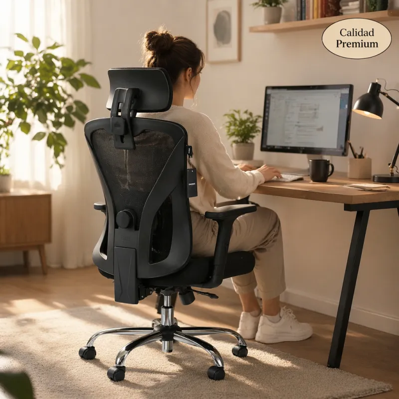 Silla de Escritorio Ergonómica con Respaldo de Malla y Soporte Lumbar