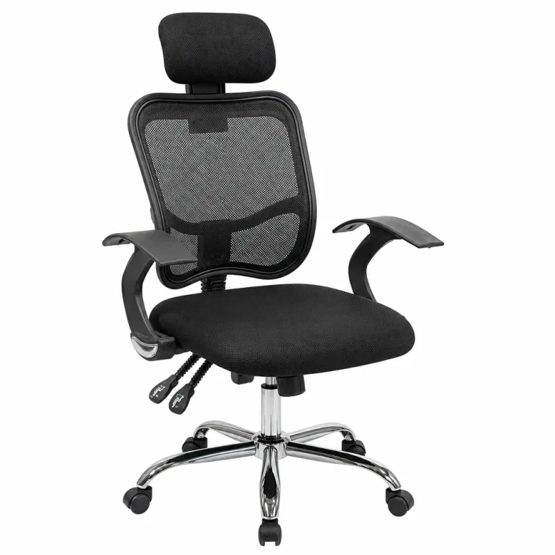 Silla de Escritorio Económica con Respaldo de Malla y Reposabrazos Fijos