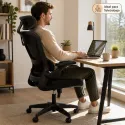 Silla de Oficina Ergonómica de Malla Transpirable con Soporte Lumbar Ajustable