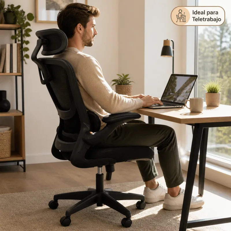 Silla de Oficina Ergonómica de Malla Transpirable con Soporte Lumbar Ajustable