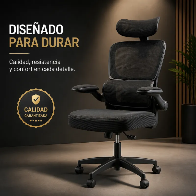 Silla de Oficina Ergonómica de Malla Transpirable con Soporte Lumbar Ajustable
