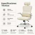 Silla de Oficina Ergonómica Transpirable con Soporte Lumbar y Reposabrazos Abatibles