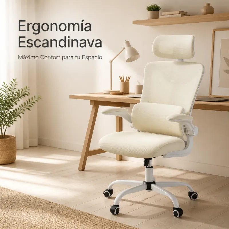 Silla de Oficina Ergonómica Transpirable con Soporte Lumbar y Reposabrazos Abatibles