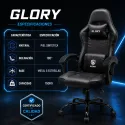 Silla Gaming Profesional GLORY Ergonómica Reclinable 180° con Reposapiés Retráctil