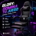 Silla Gaming Profesional GLORY Ergonómica Reclinable 180° con Reposapiés Retráctil