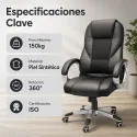 Silla de Oficina Ejecutiva Ergonómica Transpirable con Soporte Lumbar y Base Metálica
