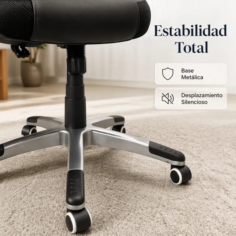 Silla de Oficina Ejecutiva Ergonómica Transpirable con Soporte Lumbar y Base Metálica