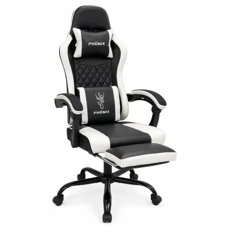 Silla Gaming Ergonómica PHÖNIX Reclinable con Reposapiés y Soporte Doble