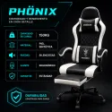 Silla Gaming Ergonómica PHÖNIX Reclinable con Reposapiés y Soporte Doble