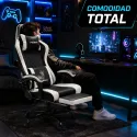 Silla Gaming Ergonómica PHÖNIX Reclinable con Reposapiés y Soporte Doble