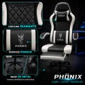 Silla Gaming Ergonómica PHÖNIX Reclinable con Reposapiés y Soporte Doble