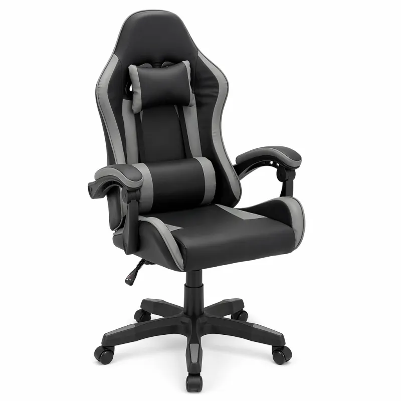 Silla Gaming Ergonómica Racing Pro con Soporte Lumbar y Cervical - Serie Black/Grey