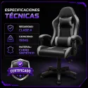 Silla Gaming Ergonómica Racing Pro con Soporte Lumbar y Cervical - Serie Black/Grey