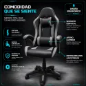 Silla Gaming Ergonómica Racing Pro con Soporte Lumbar y Cervical - Serie Black/Grey