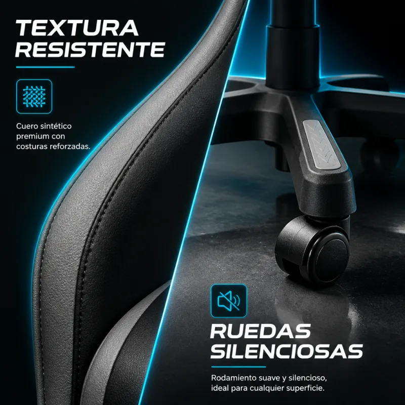 Silla Gaming Ergonómica Racing Pro con Soporte Lumbar y Cervical - Serie Black/Grey