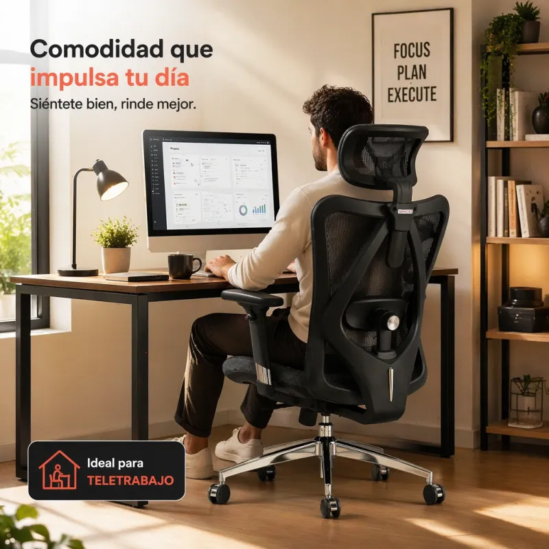 Silla de Oficina Ergonómica de Malla Transpirable Sihoo con Soporte Lumbar Dinámico