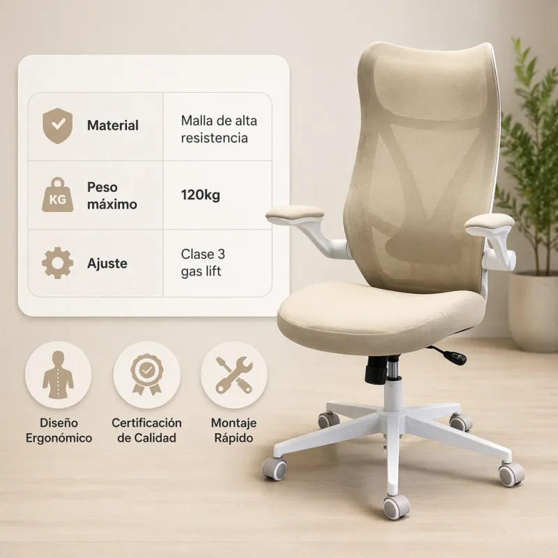 Silla de Oficina Ergonómica Minimalista Nórdica con Soporte Lumbar en Y