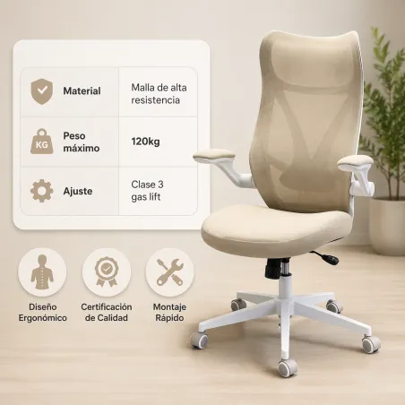 Silla de Oficina Ergonómica Minimalista Nórdica con Soporte Lumbar en Y