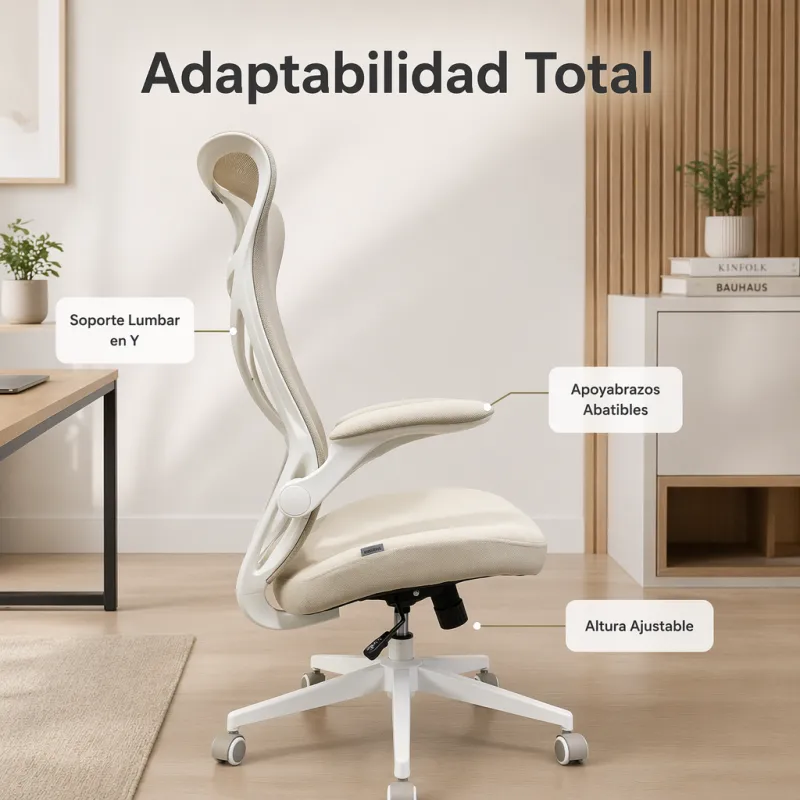 Silla de Oficina Ergonómica Minimalista Nórdica con Soporte Lumbar en Y