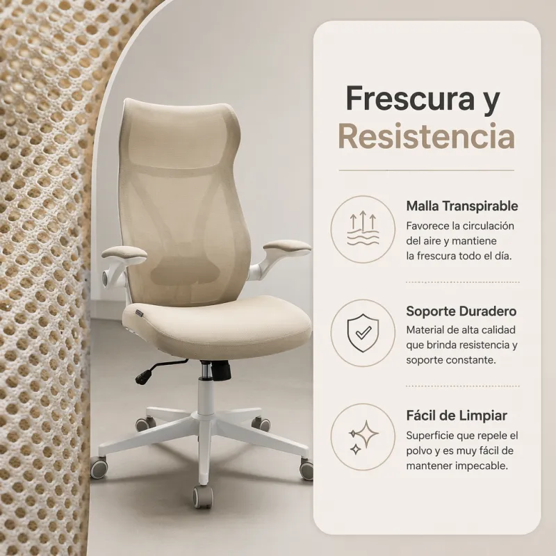 Silla de Oficina Ergonómica Minimalista Nórdica con Soporte Lumbar en Y