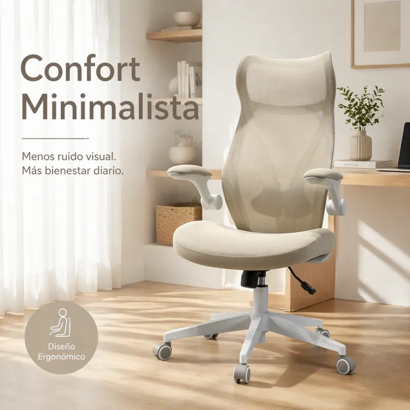 Silla de Oficina Ergonómica Minimalista Nórdica con Soporte Lumbar en Y