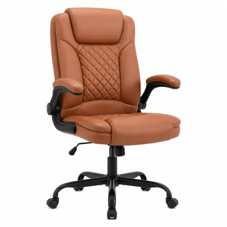 Silla de Oficina Ergonómica Ejecutiva con Soporte Lumbar y Acabado en Cuero Sintético Premium