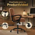 Silla de Oficina Ergonómica Ejecutiva con Soporte Lumbar y Acabado en Cuero Sintético Premium