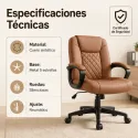Silla de Oficina Ergonómica Ejecutiva con Soporte Lumbar y Acabado en Cuero Sintético Premium