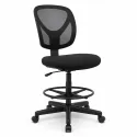 Silla de Oficina Ergonómica Alta con Reposapiés Circular y Malla Transpirable