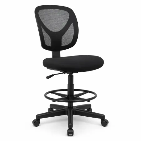 Silla de Oficina Ergonómica Alta con Reposapiés Circular y Malla Transpirable