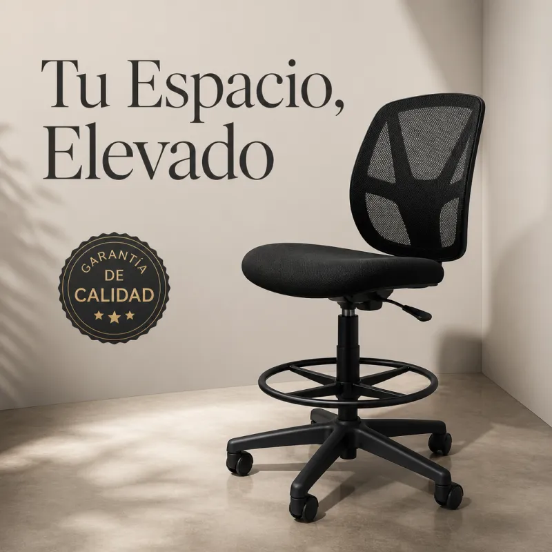 Silla de Oficina Ergonómica Alta con Reposapiés Circular y Malla Transpirable