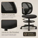 Silla de Oficina Ergonómica Alta con Reposapiés Circular y Malla Transpirable