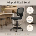 Silla de Oficina Ergonómica Alta con Reposapiés Circular y Malla Transpirable