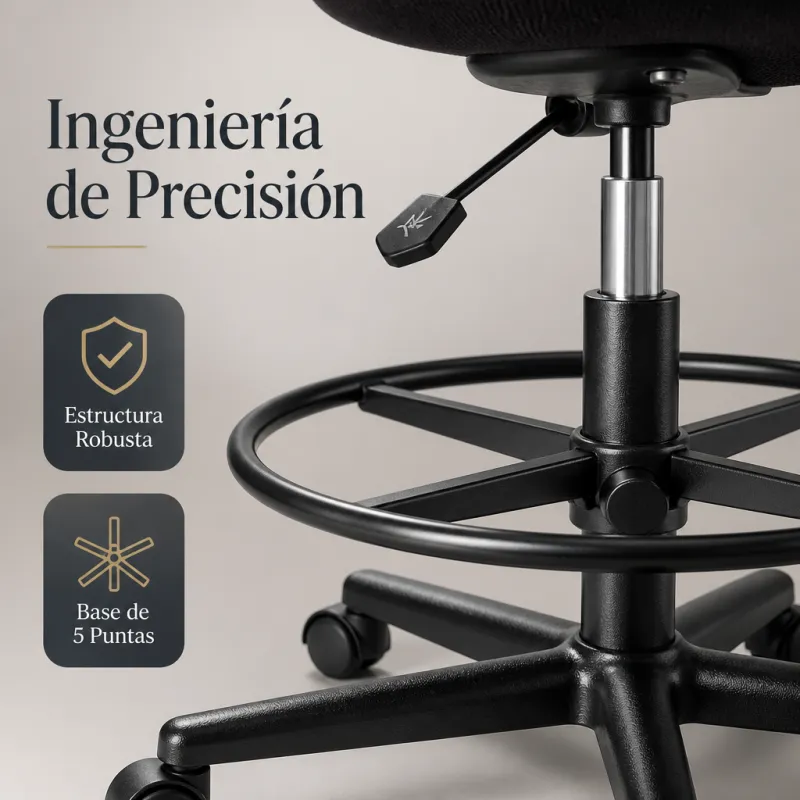 Silla de Oficina Ergonómica Alta con Reposapiés Circular y Malla Transpirable