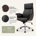 Silla de Oficina Ejecutiva Ergonómica Premium en Madera de Nogal y Cuero Sintético