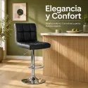 Taburete de Bar Elegante y Ergonómico Ajustable en Piel Sintética