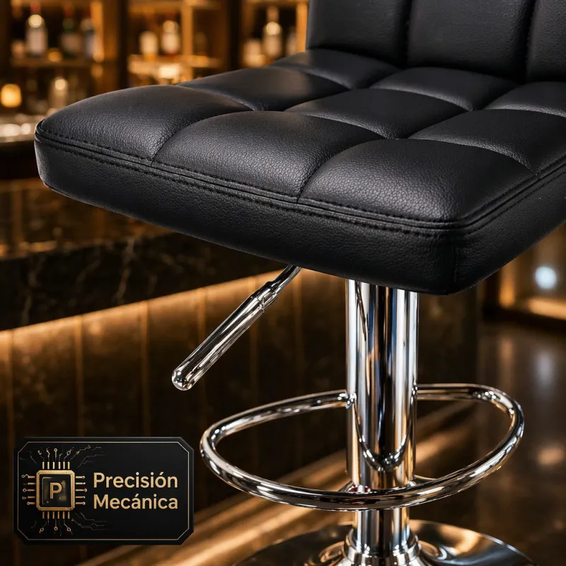 Taburete de Bar Elegante y Ergonómico Ajustable en Piel Sintética